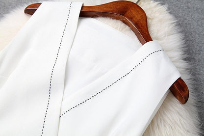 V-neck Suit Double Buckle Vest Shorts Blazers Two-piece Set