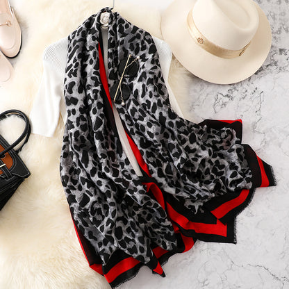 Fashion Leapord Warm Cotton Scarf Shawl Wrap for Women Ladies Girls 90x180