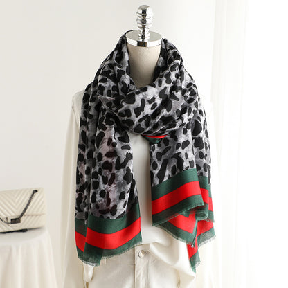 Fashion Leapord Warm Cotton Scarf Shawl Wrap for Women Ladies Girls 90x180