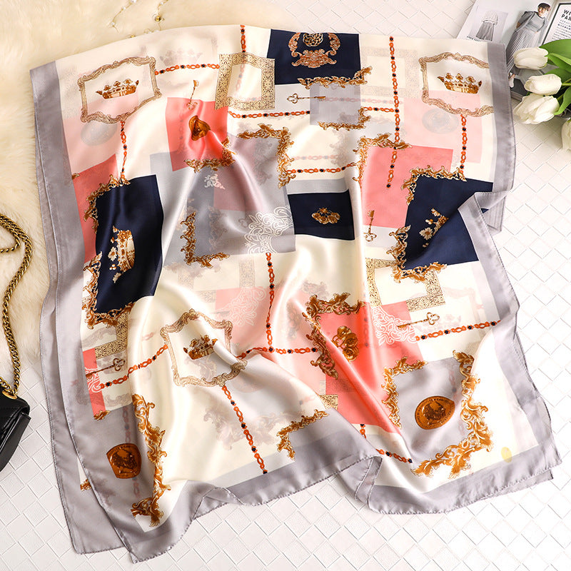 Fashion Simple Geometric Silk Scarf Shawl Wrap for Women Ladies Girls 90x180