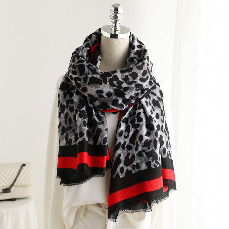 Fashion Leapord Warm Cotton Scarf Shawl Wrap for Women Ladies Girls 90x180