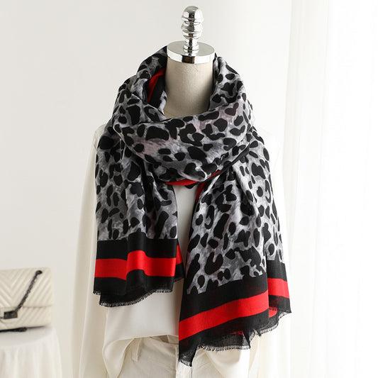 Fashion Leapord Warm Cotton Scarf Shawl Wrap for Women Ladies Girls 90x180