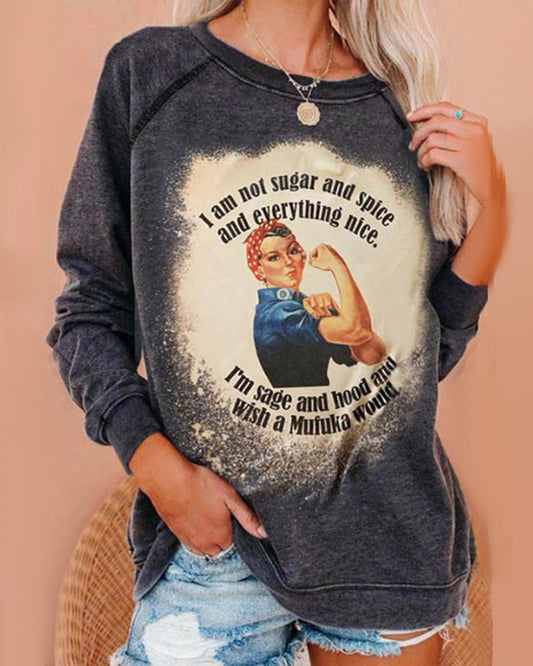 Round Neck Floral T-Shirts Blouses Sweatshirts
