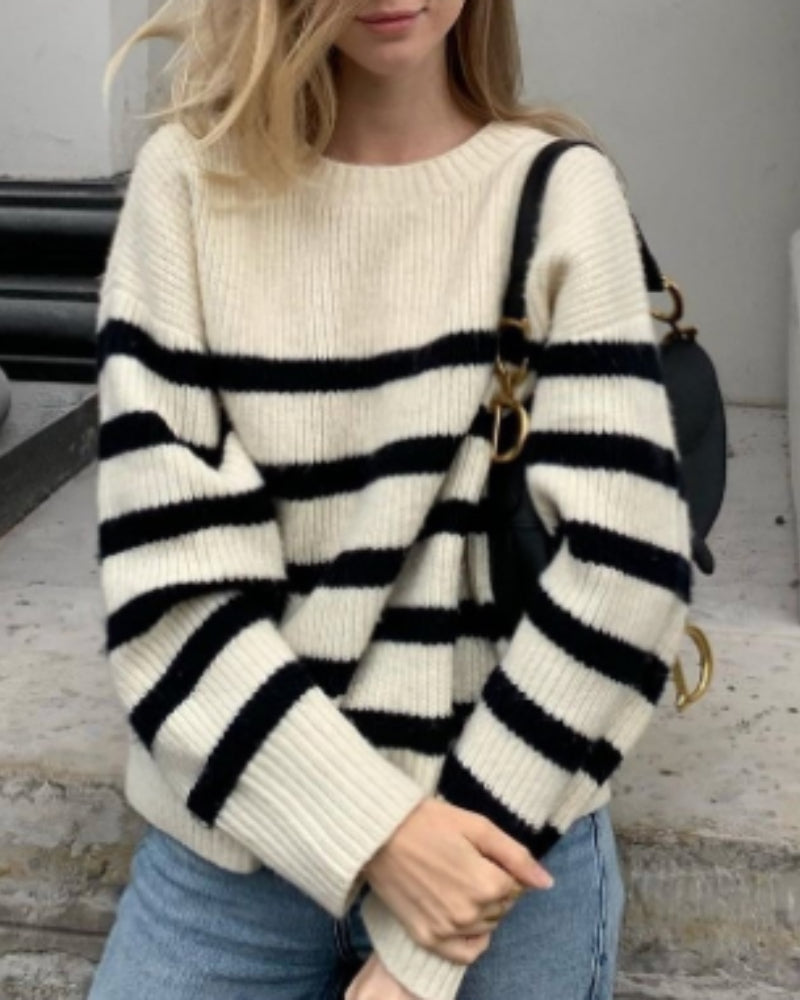 Horizontal Stripes Pit Striped Knit Sweater