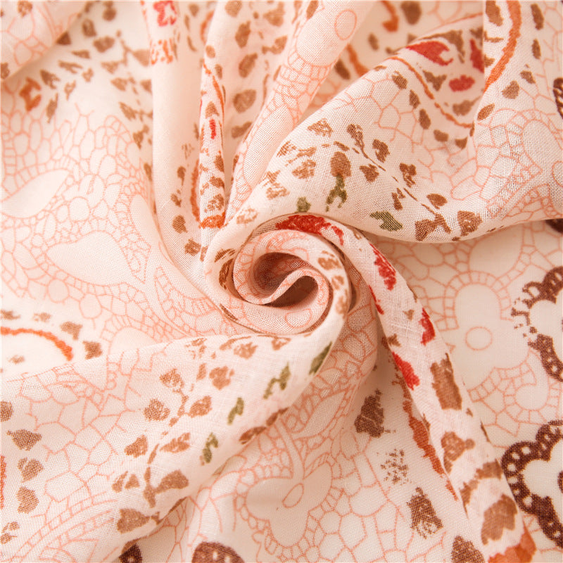 Ethnic Pink Tassel Printed Scarf Shawl for Women Ladies Girls