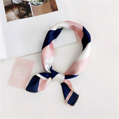 Floral Print Silk Small Square Scarf for Women - 40 Colors
