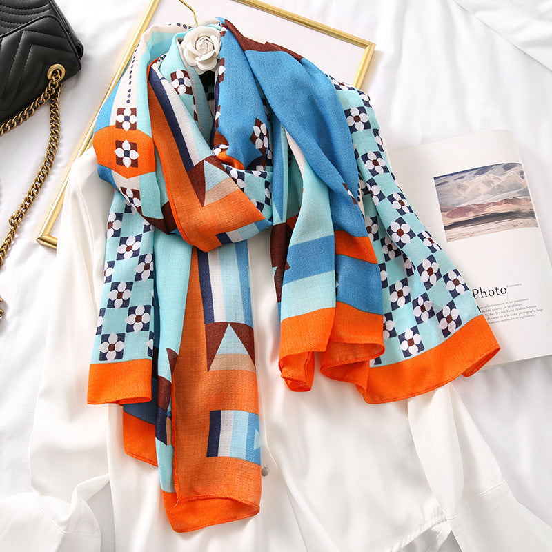 Elegant Fashion Rosette Bow-knot Cotton Scarf Shawl Wrap for Women Ladies Girls 90x180