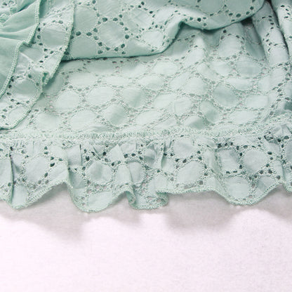 Hollow Lace Ruffle Stitching Strap Bodycon Evening Maxi Dresses
