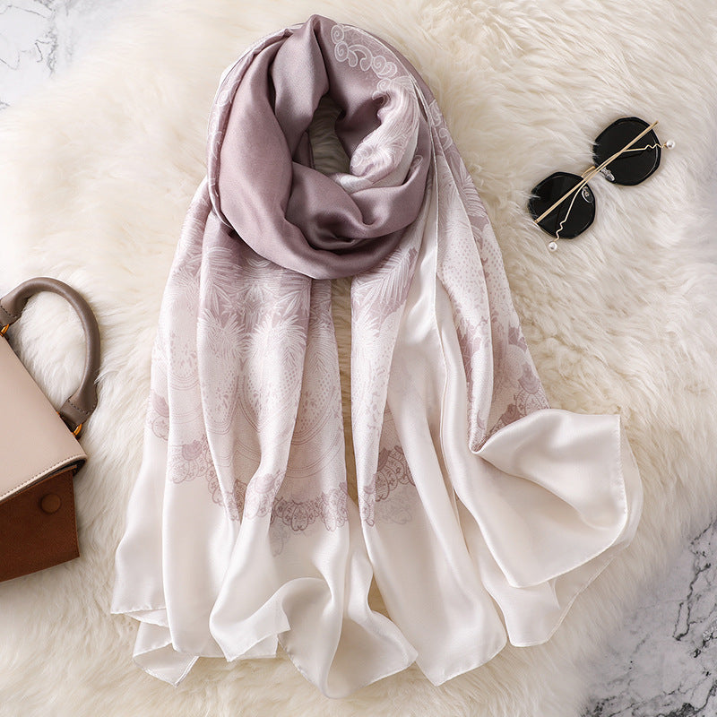 Vogue Silkly Scarf for Women Lightweight Flower Shawl Wraps Holiday Scarf Gift Scarves Women