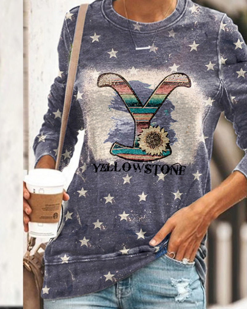Round Neck Floral Printed T-Shirts Blouses Sweatshirts