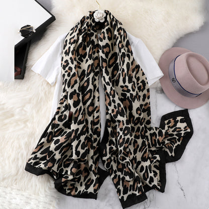 Fashion Leapord Warm Cotton Scarf Shawl Wrap for Women Ladies Girls 90x180