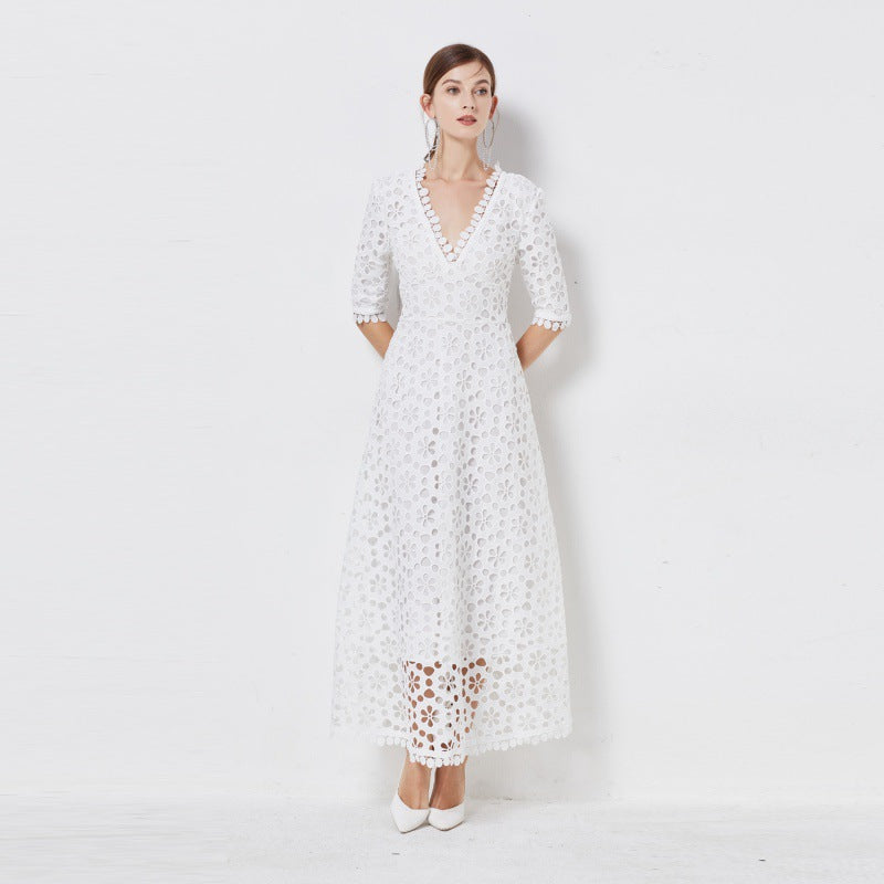 Party Lace Floral Flower Embroidery Maxi Midi Dresses