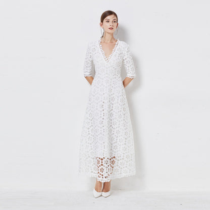 Party Lace Floral Flower Embroidery Maxi Midi Dresses