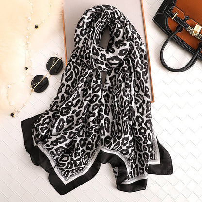 Leopard Print Silkly Scarf for Women Scarves Women