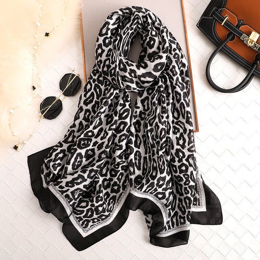 Leopard Print Silkly Scarf for Women Scarves Women