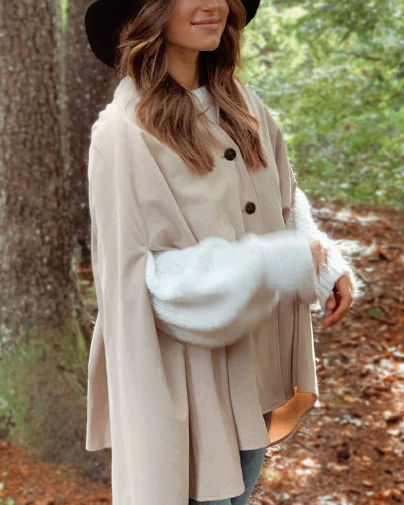 Single-breasted V-neck Cloak Capes Outerwear