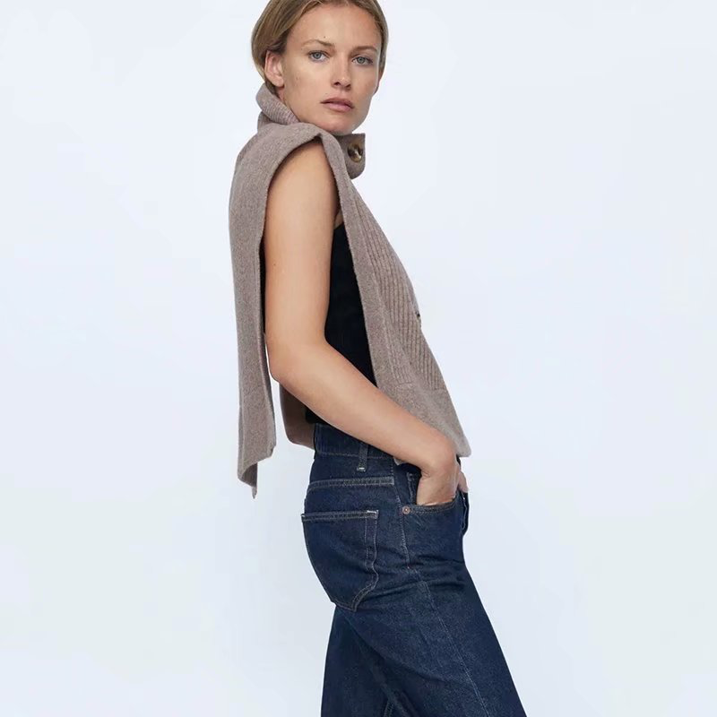 Knit Vest High-collared Sweaters Camis Tank Tops Shirts Capes