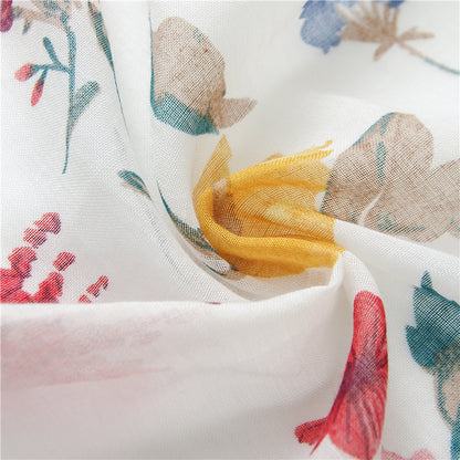 Tassel Fringe Cotton Printed Scarf Shawl for Women Ladies Girls