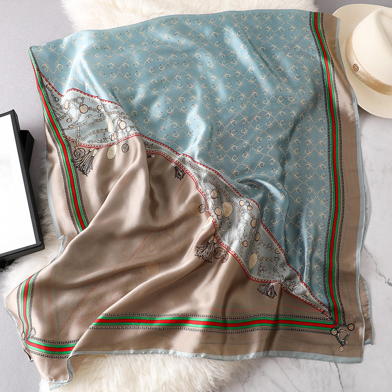 Elegant Print Silk Scarf Silky Shawl Wrap for Women Ladies Girls 90x180