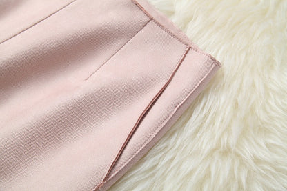 Pearl Suede Splicing Net Yarn Ruffled Sleeves Tops Wide Leg Pants Two-piece Set