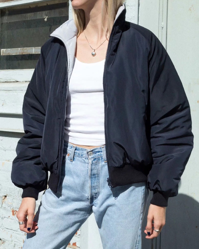 Reversible Stand Collar Cotton Outerwear
