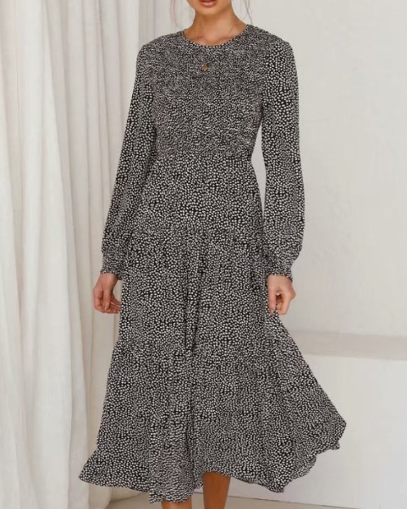 Floral Polka Dot Ruffled Puff Sleeve Maxi Midi Dresses