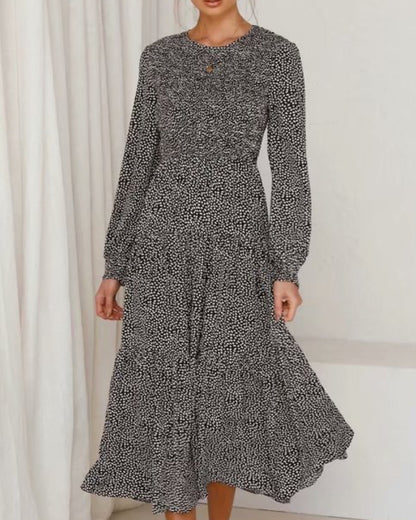 Floral Polka Dot Ruffled Puff Sleeve Maxi Midi Dresses