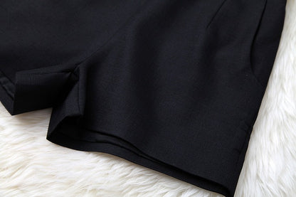 V-neck Suit Double Buckle Vest Shorts Blazers Two-piece Set