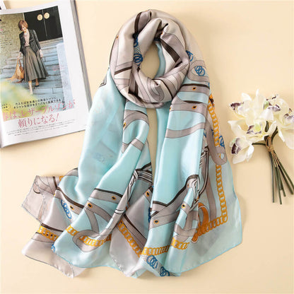 Lightweight Floral Silk Scarf for Women