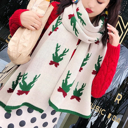 Warm Cashmere Thick Scarf Shawl Wrap for Women Ladies Girls Animal Elk Wapiti Moose Pattern 40x200