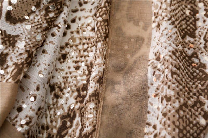Cotton Linen Snakeskin Leopard Print Scarf Shawl for Women Ladies Girls