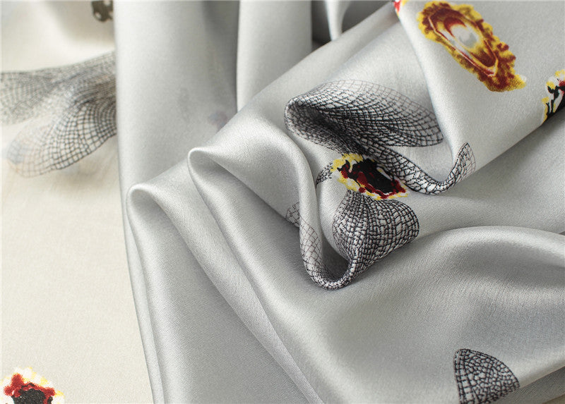 Animal Dragonfly Print Silk Scarf Silky Shawl Wrap for Women Ladies Girls 90x180