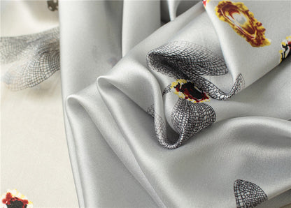 Animal Dragonfly Print Silk Scarf Silky Shawl Wrap for Women Ladies Girls 90x180