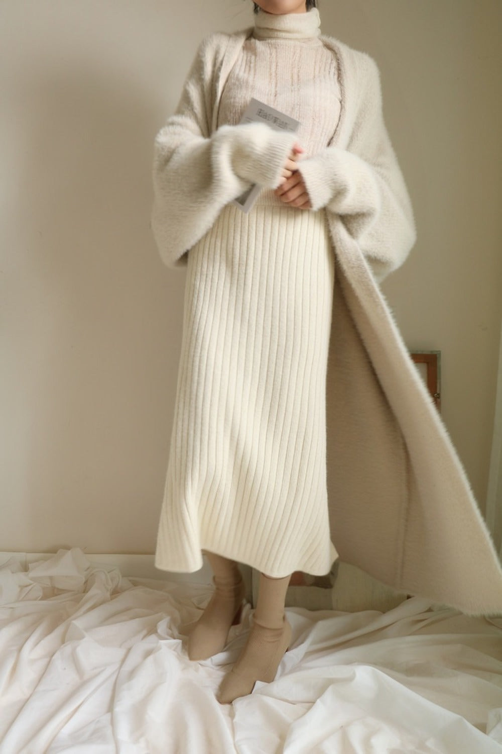 Comfy Elegant Lantern Sleeve Knitting Cardigan