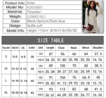 Lace-up V-neck Ruffled Flared Sleeve Mini Dresses