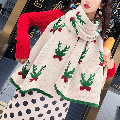 Warm Cashmere Thick Scarf Shawl Wrap for Women Ladies Girls Animal Elk Wapiti Moose Pattern 40x200