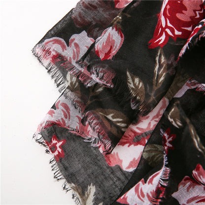 Flower Printed Scarf Ethnic Shawl for Women Ladies Girls