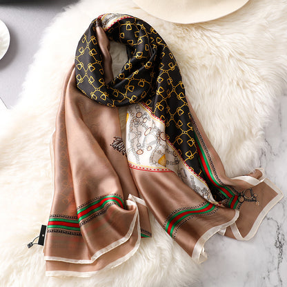 Elegant Print Silk Scarf Silky Shawl Wrap for Women Ladies Girls 90x180