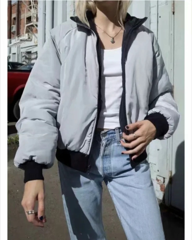 Reversible Stand Collar Cotton Outerwear