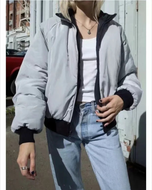 Reversible Stand Collar Cotton Outerwear