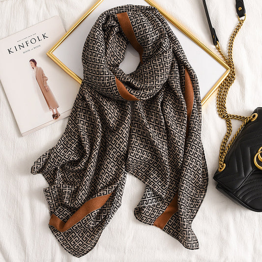Letter GG Casual Silk Scarf for Women Long Scarves Women