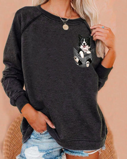 Round Neck Animal Printed T-Shirts Shirts Blouses Sweatshirts