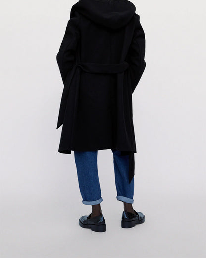 Hooded Lace-up Pile Collar Outerwear