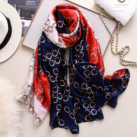 Fashion Contrast Long Silk Scarf Shawl Wrap for Women Ladies Girls 90x180