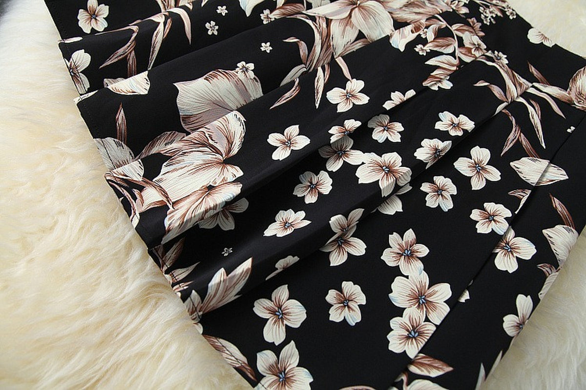 Elegant Printing Single Button Elastic Waist Suit Mini Pleated Skirt Two-piece Set