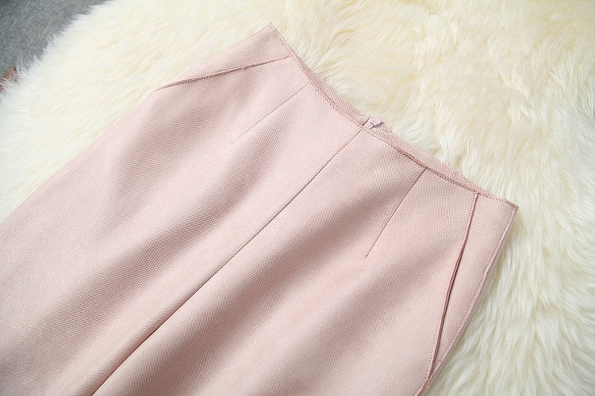 Pearl Suede Splicing Net Yarn Ruffled Sleeves Tops Wide Leg Pants Two-piece Set