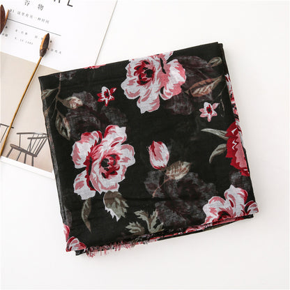 Flower Printed Scarf Ethnic Shawl for Women Ladies Girls