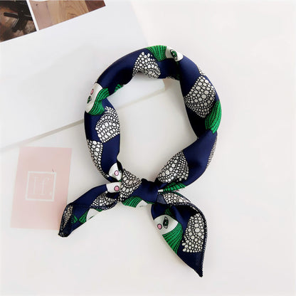Floral Print Silk Small Square Scarf for Women - 40 Colors