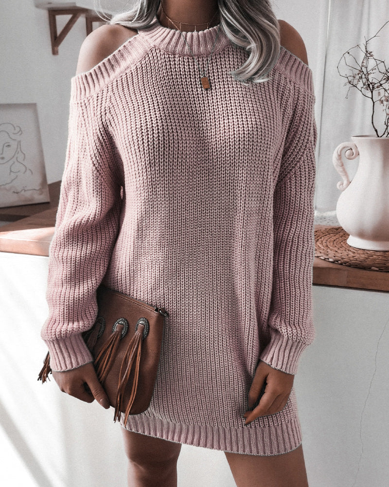 Halter Strapless Round Neck Sweater Mini Dresses
