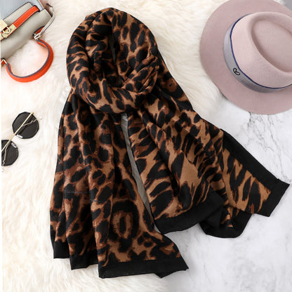 Fashion Leapord Warm Cotton Scarf Shawl Wrap for Women Ladies Girls 90x180